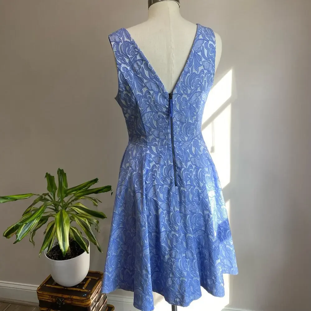 Anthropologie Maeve Claribel Jacquard Midi Dress in Periwinkle Size 8 - Picture 2 of 9